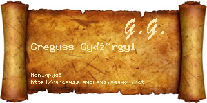 Greguss Györgyi névjegykártya